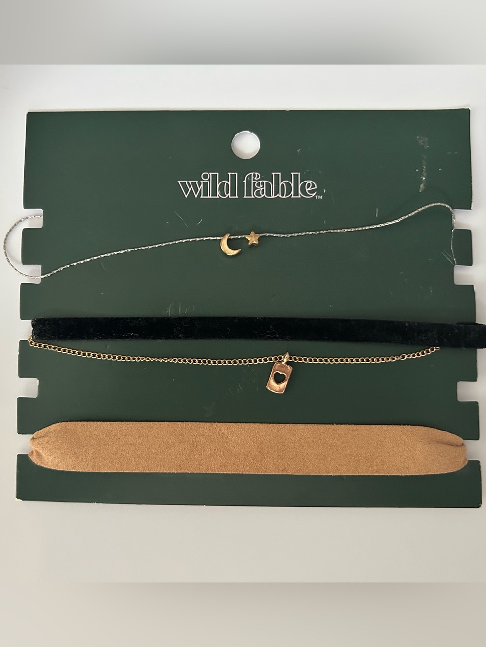 Wild Fable 4-Piece Choker Necklace Set Celestial Moon Star Velvet Suede NWT